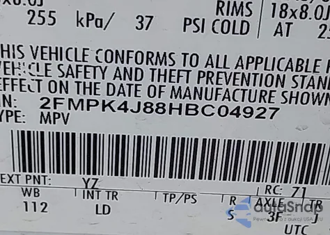 2017 Ford Edge Sel z USA, uszkodzony, nr VIN 2FMPK4J88HBC04927